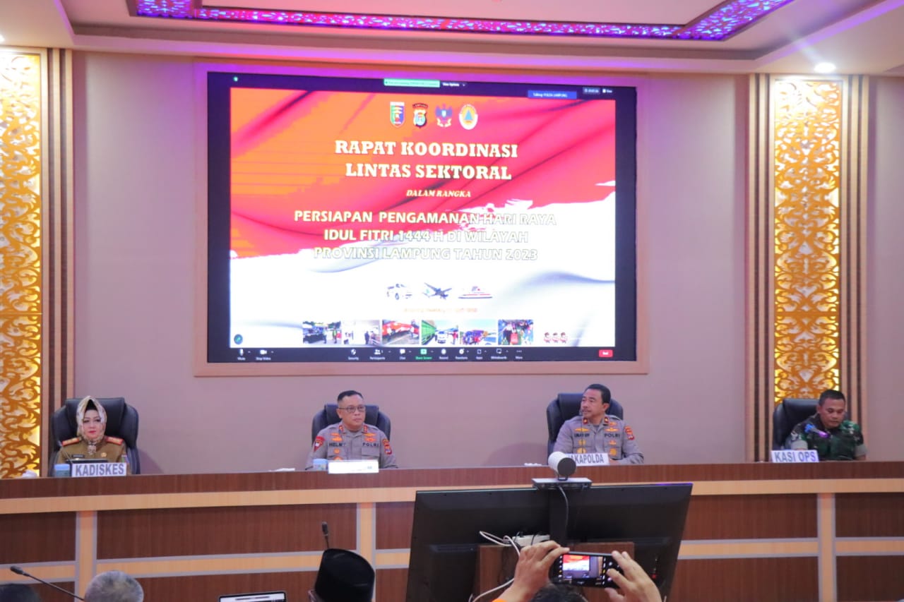 Kapolda Lampung Pimpin Rakor Lintas Sektoral Kesiapan Hari Raya Idul Fitri 1444 H Tahun 2023