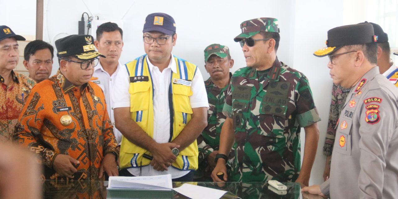 Danrem 043/Gatam Bersama Pj. Gubernur Lampung, Cek Perkembangan Pembangunan Bendungan Margatiga Lampung Timur