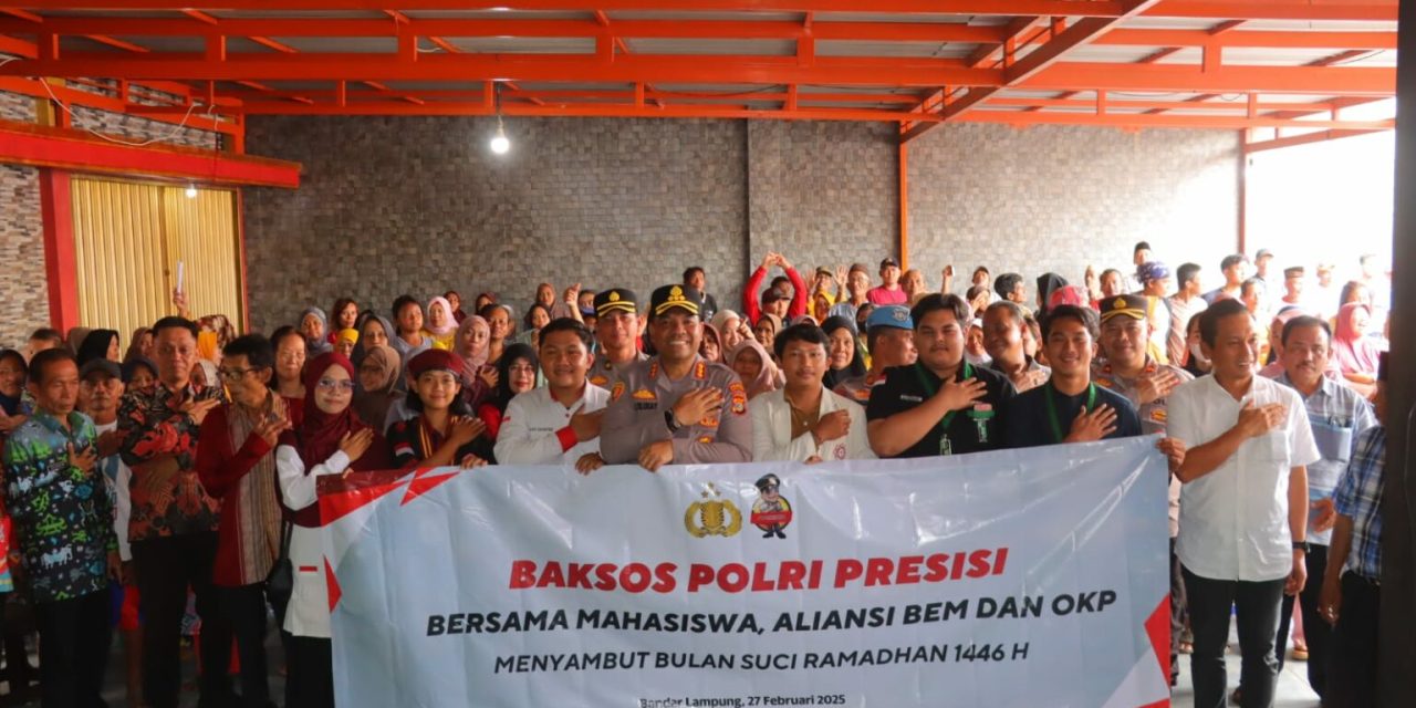 Baksos Presisi Sambut Ramadhan, Polresta Bandar Lampung Gandeng Mahasiswa-OKP Bagikan Ratusan Paket Sembako