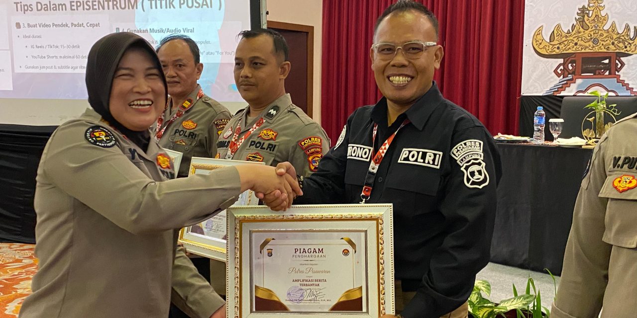 Rakernis Bidhumas Polda Lampung: Polres Pesawaran Raih Penghargaan Atas Prestasi Amplifikasi Berita Terbanyak