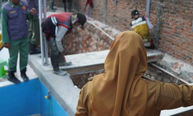 Walikota Eva Dwiana meninjau lokasi banjir di Kelurahan Campang Jaya