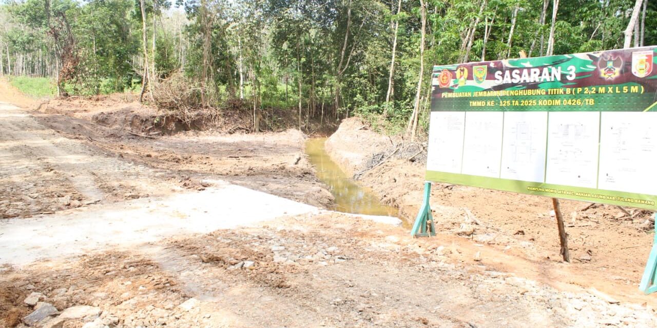 Jelang Penutupan TMMD ke-125, Kodim 0426/Tulang Bawang Rampungkan Pemasangan Gorong-Gorong