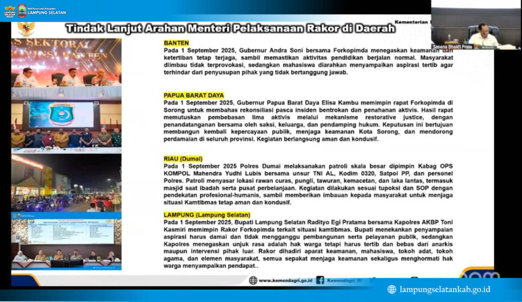 Aksi Damai Tanpa Ricuh, Lampung Selatan Dipuji Mendagri: Contoh Nasional Jaga Stabilitas!
