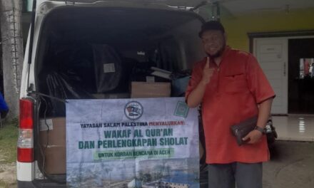 Yayasan Salam Palestina Indonesia Region Lampung Salurkan Wakaf Al Quran dan Perlengkapan sholat Untuk Korban Bencana Aceh