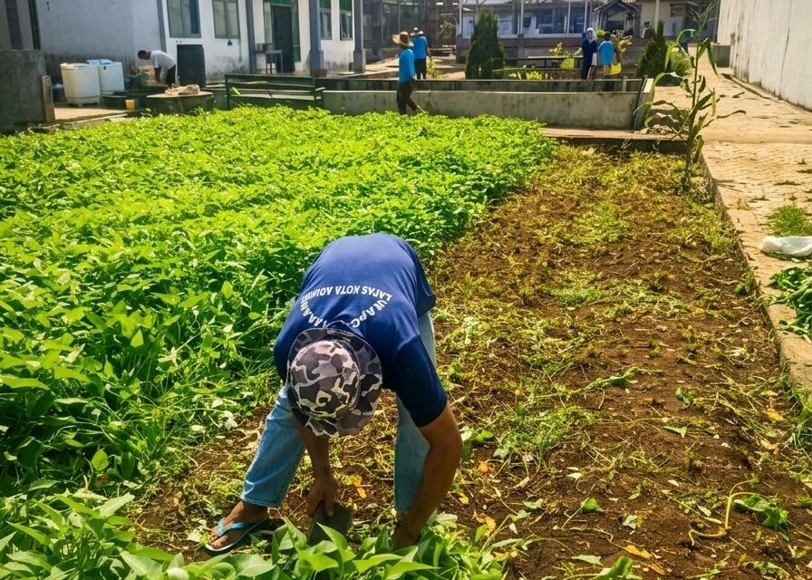 Panen Kangkung Berkelanjutan, Lapas Kotaagung Perkuat Pembinaan Kemandirian