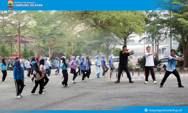 Senam Bersama di GOR Way Handak, Pemkab Lampung Selatan Bangun ASN Sehat, Solid, dan Siap Berikan Pelayanan Terbaik