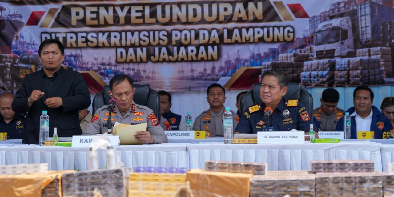Sinergi Bea Cukai Sumbagbar dan Bandar Lampung dengan Polda Lampung Ungkap Peredaran Rokok Ilegal sebanyak 1,79 Juta Batang Rokok Ilegal